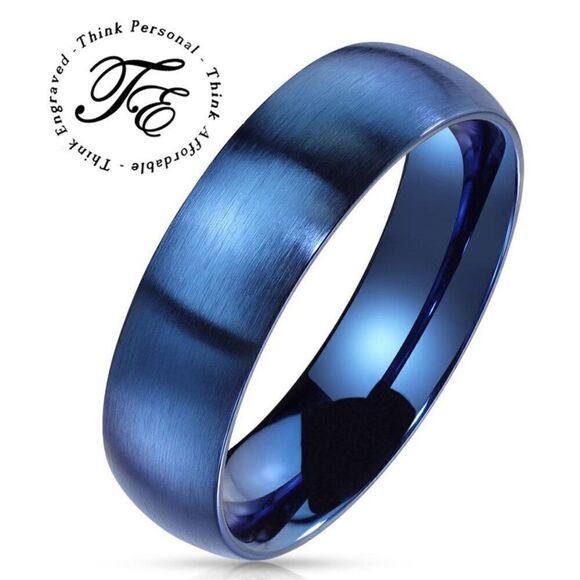 Women's Matte Blue Promise Ring Band - Matte Blue Promise Ring For Girls - Picture 1 of 7